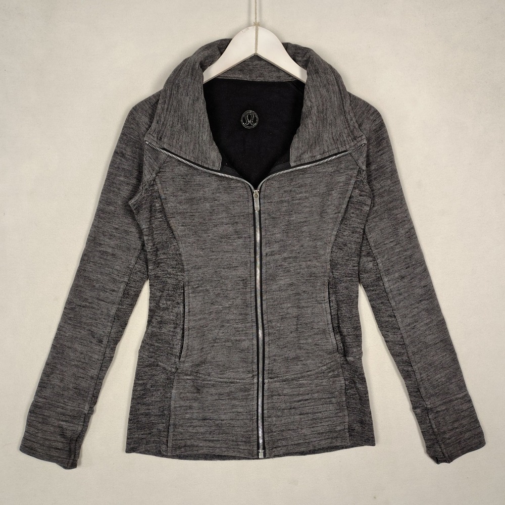 Lululemon Gray Space Dye Full Zip Funnel Neck Jacket Size 4 W4OWSR